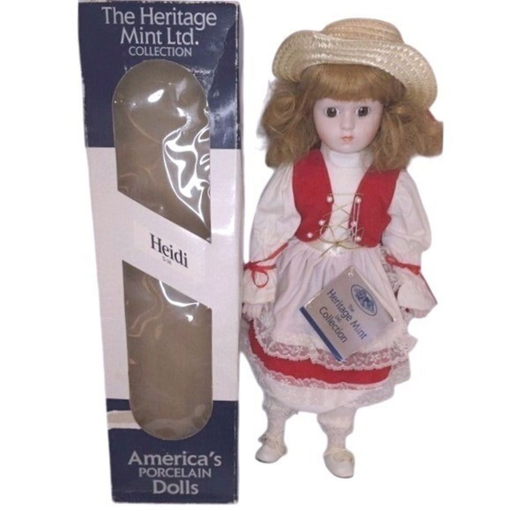Vintage 1989 Heritage Mint Heidi 16" Porcelain Doll Blonde Original Box Taiwan